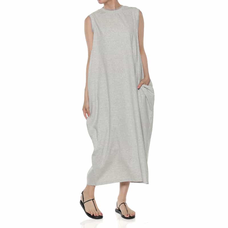 BARNEYS NEW YORK ウォッシャブル チュールデザイン マキシドレス LIGHT GRAY