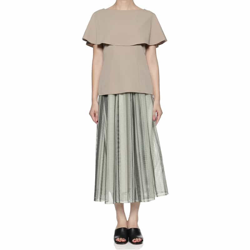 BARNEYS NEW YORK ウォッシャブル ストライプロングスカート GRAY