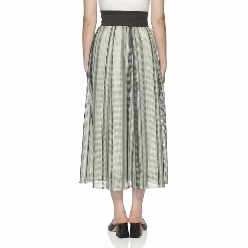 BARNEYS NEW YORK ウォッシャブル ストライプロングスカート GRAY