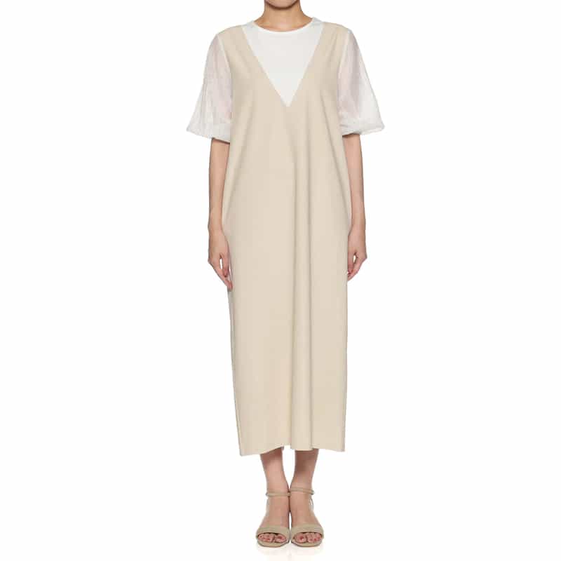 BARNEYS NEW YORK ウォッシャブル コンビネーションカットソードレス BEIGE