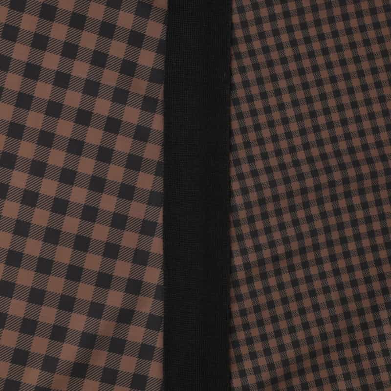 BARNEYS NEW YORK ウォッシャブル コンビネーションチェック柄ロングスカート BROWN