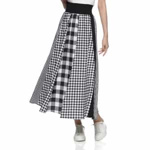 ウォッシャブル コンビネーションチェック柄ロングスカート