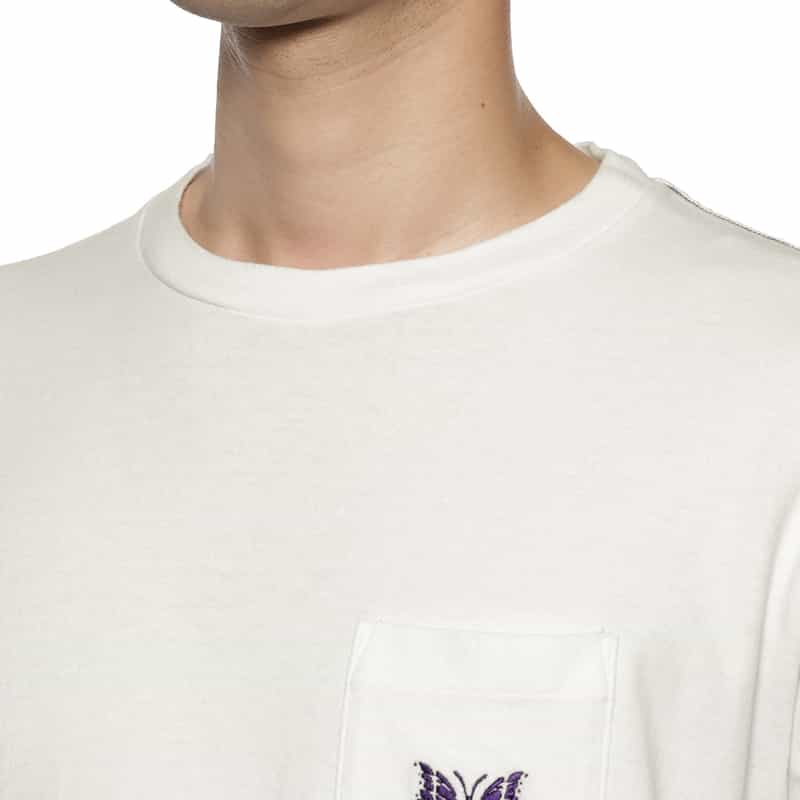 NEEDLES NEEDLES＜ニードルズ＞ 刺繍入りポケットTシャツ WHITE