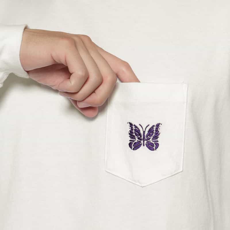 NEEDLES NEEDLES＜ニードルズ＞ 刺繍入りポケットTシャツ WHITE