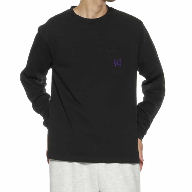 NEEDLES NEEDLES＜ニードルズ＞ 刺繍入りポケットTシャツ BLACK