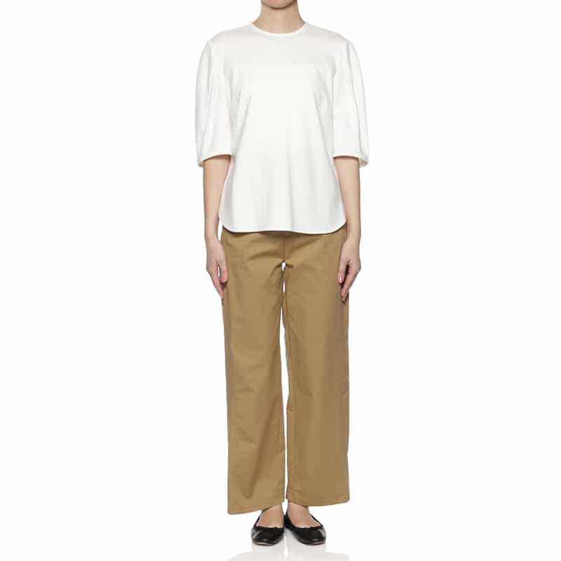 BARNEYS NEW YORK ウォッシャブル ワイドシルエットチノパンツ CAMEL