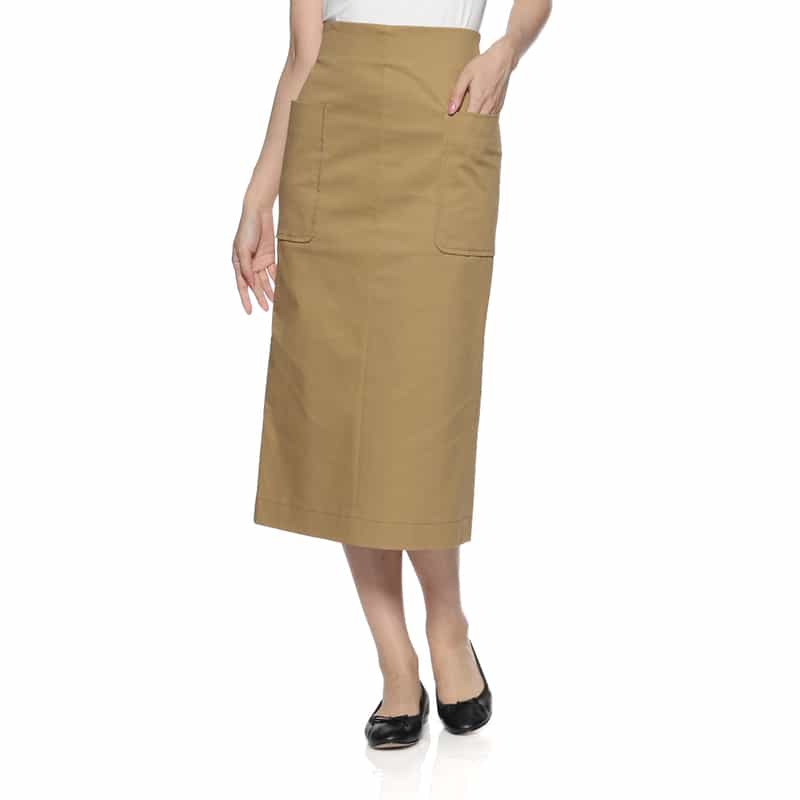 BARNEYS NEW YORK ウォッシャブル チノタイトスカート CAMEL