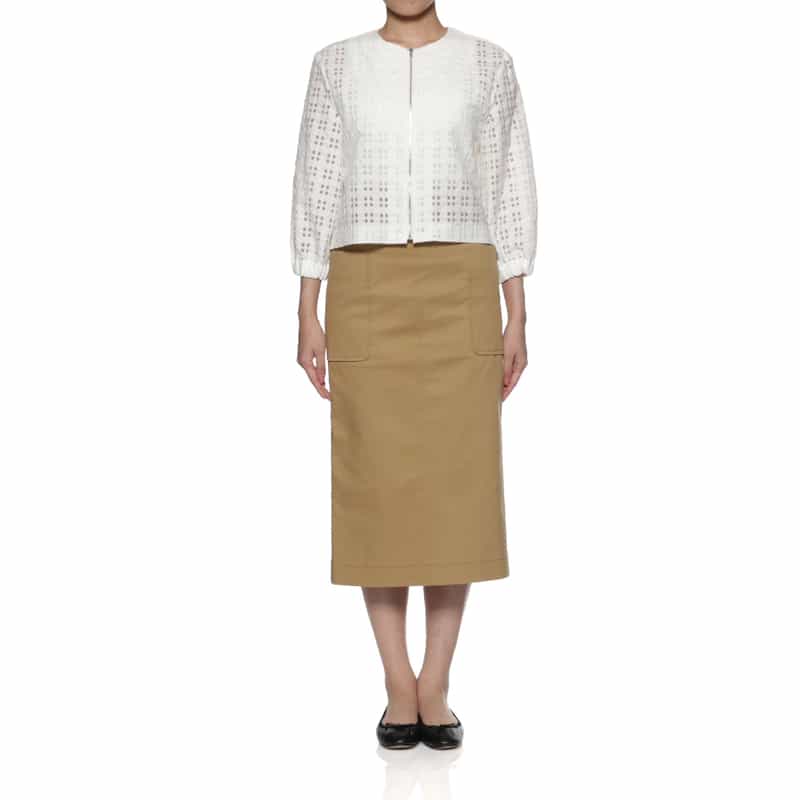 BARNEYS NEW YORK ウォッシャブル チノタイトスカート CAMEL