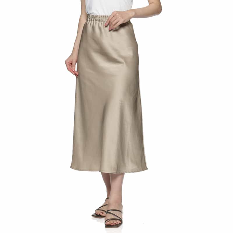 BARNEYS NEW YORK ウォッシャブル サテン素材マーメイドスカート BEIGE
