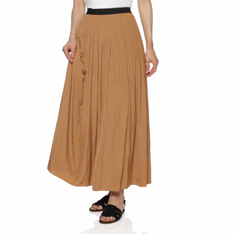 BARNEYS NEW YORK ウォッシャブル ギャザーロングスカート BROWN