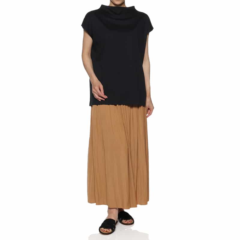 BARNEYS NEW YORK ウォッシャブル ギャザーロングスカート BROWN