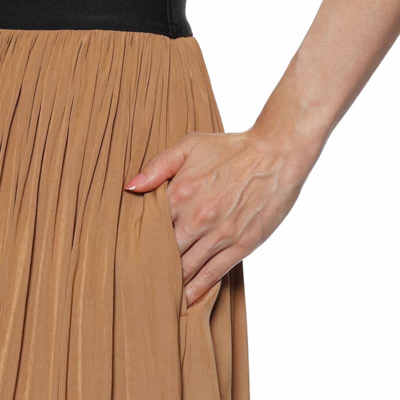 BARNEYS NEW YORK ウォッシャブル ギャザーロングスカート BROWN