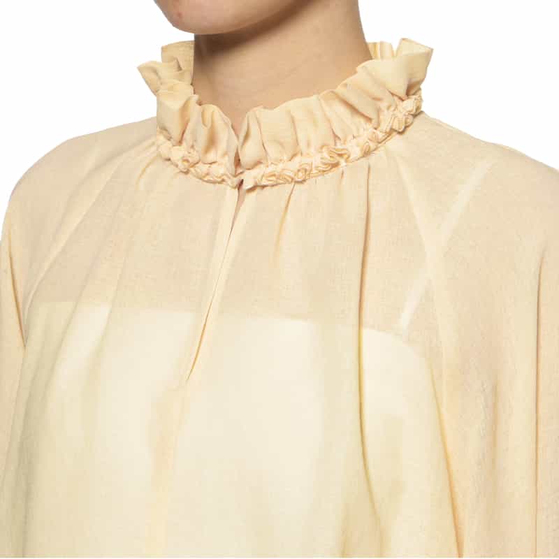 BARNEYS NEW YORK ウォッシャブル ギャザーネックブラウス BEIGE