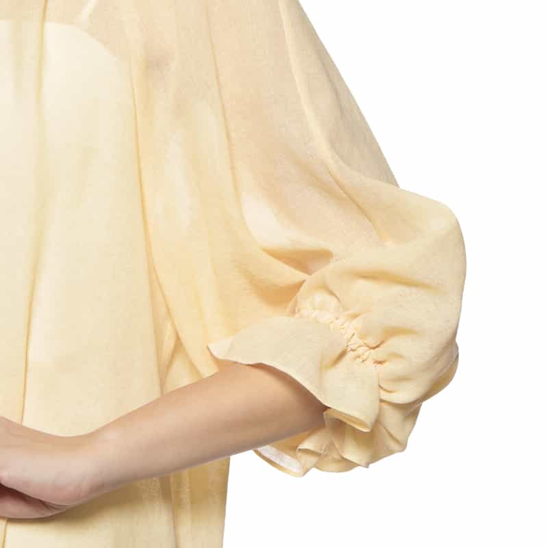 BARNEYS NEW YORK ウォッシャブル ギャザーネックブラウス BEIGE