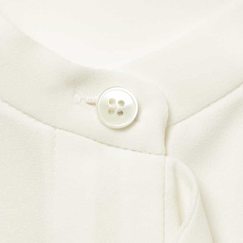 BARNEYS NEW YORK ウォッシャブル センターフリルブラウス WHITE