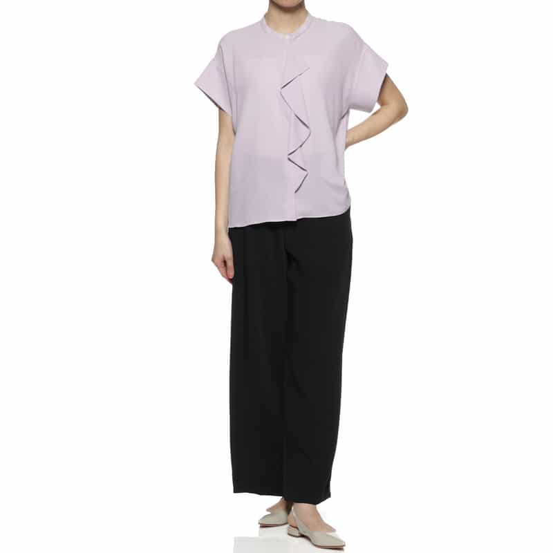 BARNEYS NEW YORK ウォッシャブル センターフリルブラウス PURPLE