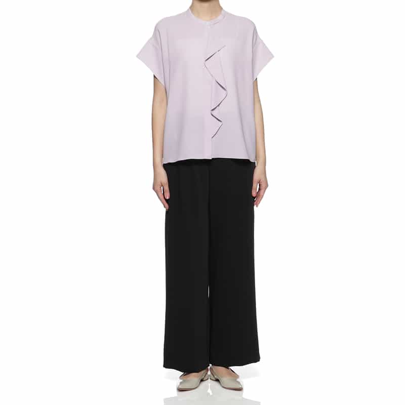 BARNEYS NEW YORK ウォッシャブル センターフリルブラウス PURPLE