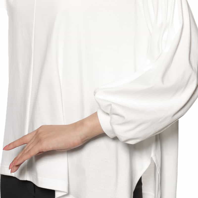 BARNEYS NEW YORK ウォッシャブル ギャザースリーブカットソー WHITE