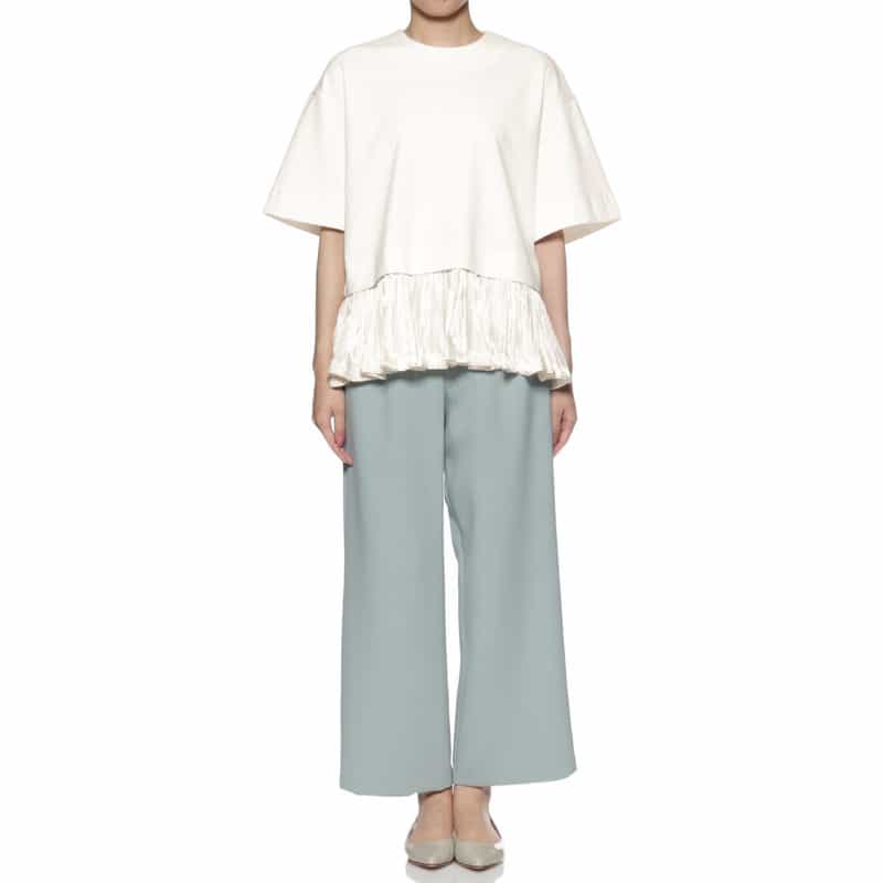 BARNEYS NEW YORK ウォッシャブル コンビネーション プリーツカットソー WHITE