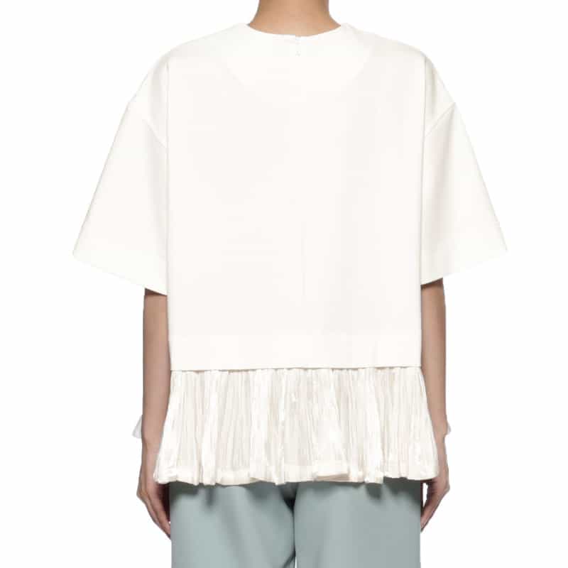 BARNEYS NEW YORK ウォッシャブル コンビネーション プリーツカットソー WHITE