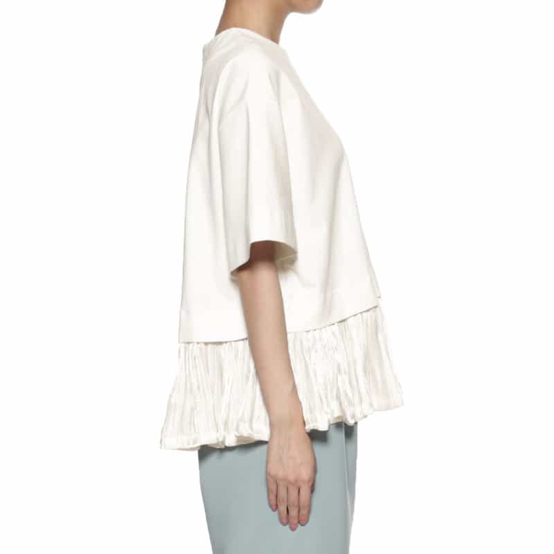 BARNEYS NEW YORK ウォッシャブル コンビネーション プリーツカットソー WHITE