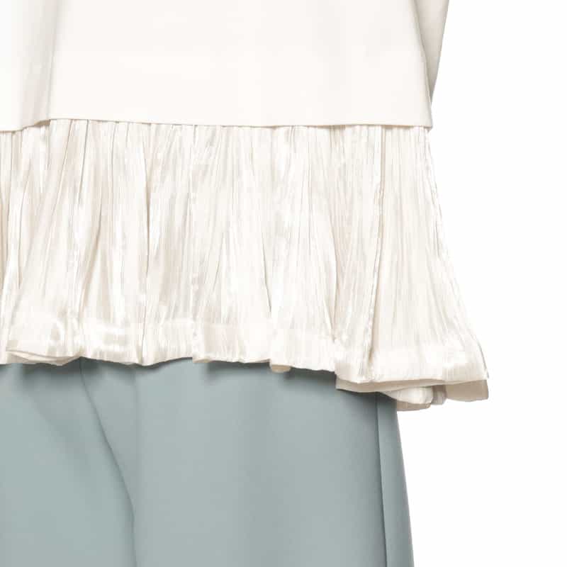 BARNEYS NEW YORK ウォッシャブル コンビネーション プリーツカットソー WHITE