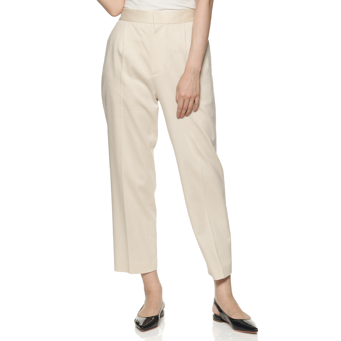 セットアップ ウォッシャブル タック入りテーパードパンツ