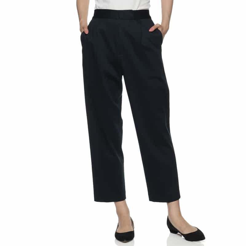 BARNEYS NEW YORK セットアップ ウォッシャブル タック入りテーパードパンツ NAVY