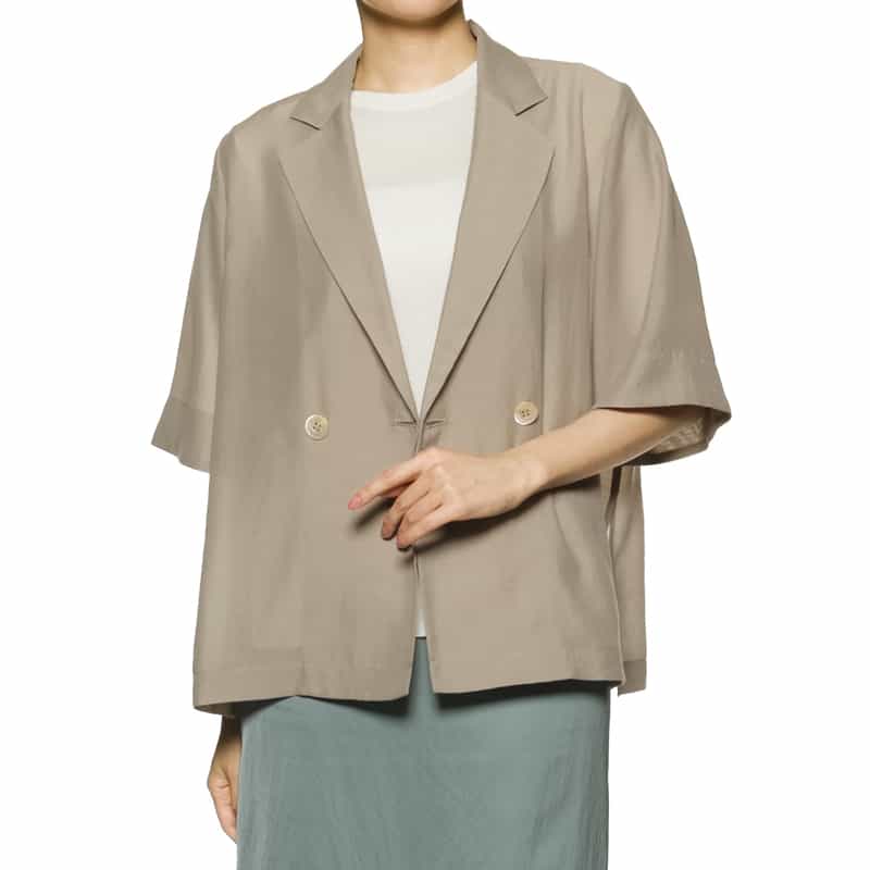 BARNEYS NEW YORK シアー素材ショートスリーブジャケット BEIGE