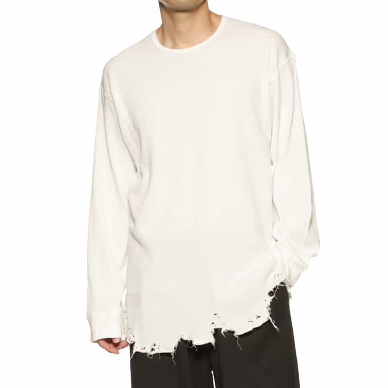 ANCELLM ANCELLM＜アンセルム＞ ワッフル素材ロングスリーブカットソー WHITE