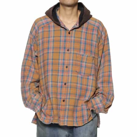 ANCELLM<アンセルム> チェック柄フーディーシャツ