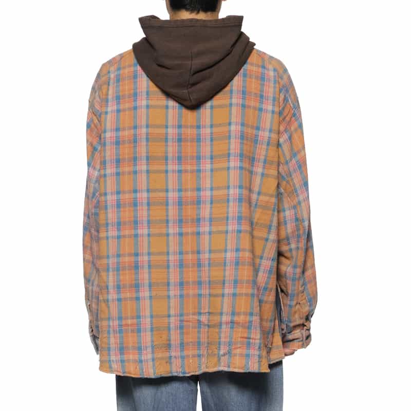 ANCELLM ANCELLM＜アンセルム＞ チェック柄フーディーシャツ CAMEL