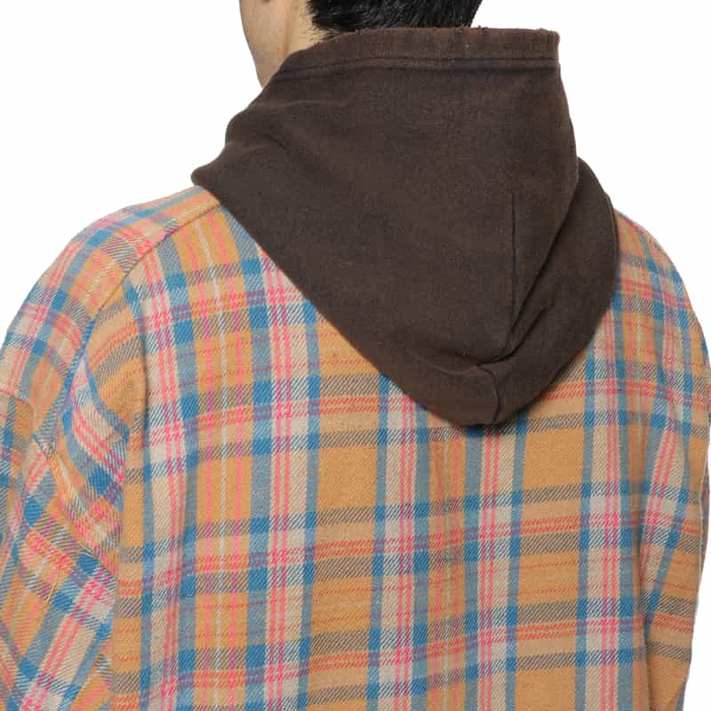 ANCELLM ANCELLM＜アンセルム＞ チェック柄フーディーシャツ CAMEL