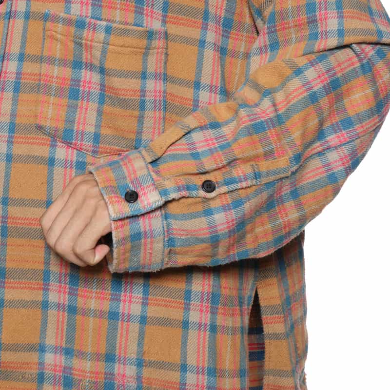 ANCELLM ANCELLM＜アンセルム＞ チェック柄フーディーシャツ CAMEL