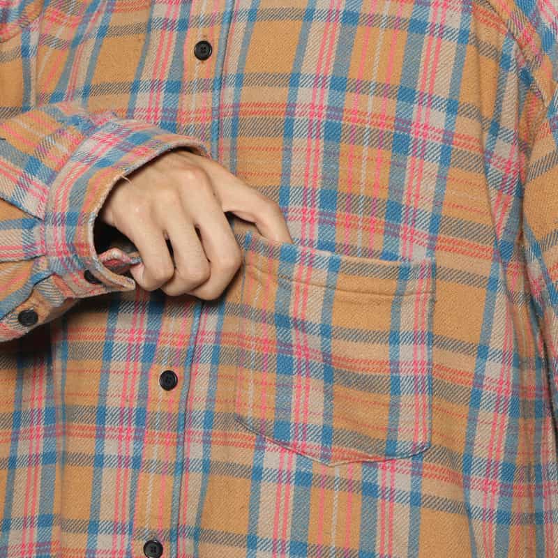 ANCELLM ANCELLM＜アンセルム＞ チェック柄フーディーシャツ CAMEL