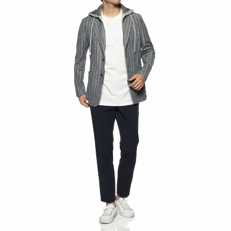 FRADI FRADI＜フラディ＞ フード付ストライプ柄ジャケット GRAY