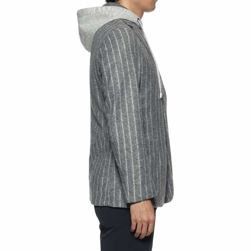 FRADI FRADI＜フラディ＞ フード付ストライプ柄ジャケット GRAY