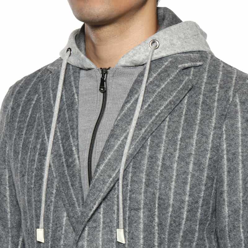 FRADI FRADI＜フラディ＞ フード付ストライプ柄ジャケット GRAY