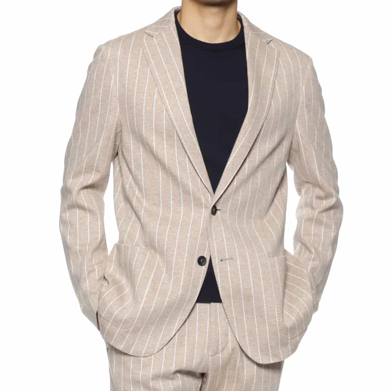 FRADI FRADI＜フラディ＞ ストライプ柄ジャージー素材テーラードジャケット BEIGE