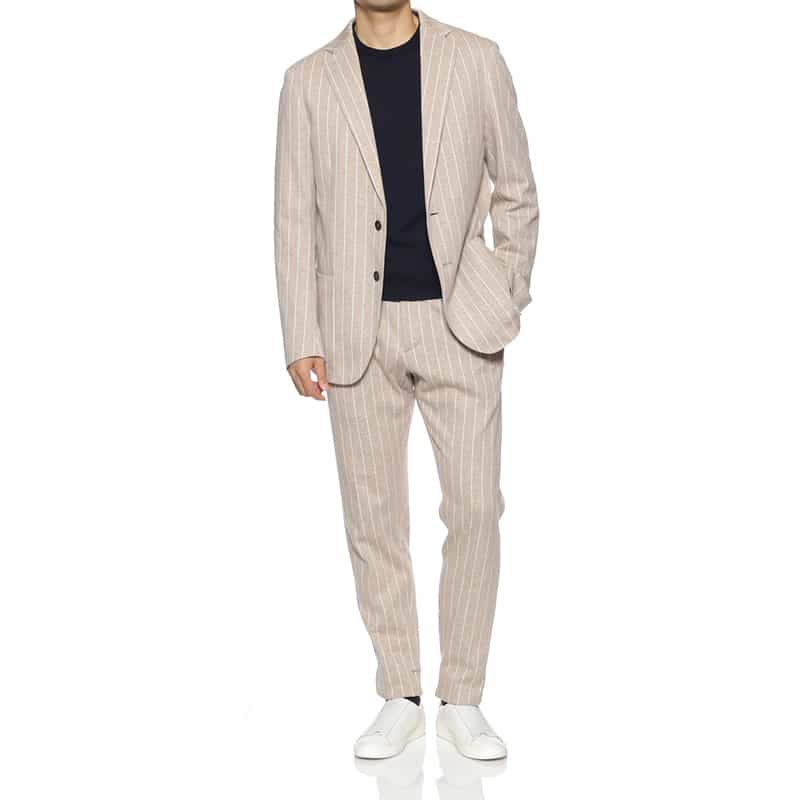 FRADI FRADI＜フラディ＞ ストライプ柄ジャージー素材テーラードジャケット BEIGE