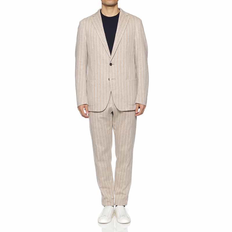 FRADI FRADI＜フラディ＞ ストライプ柄ジャージー素材テーラードジャケット BEIGE