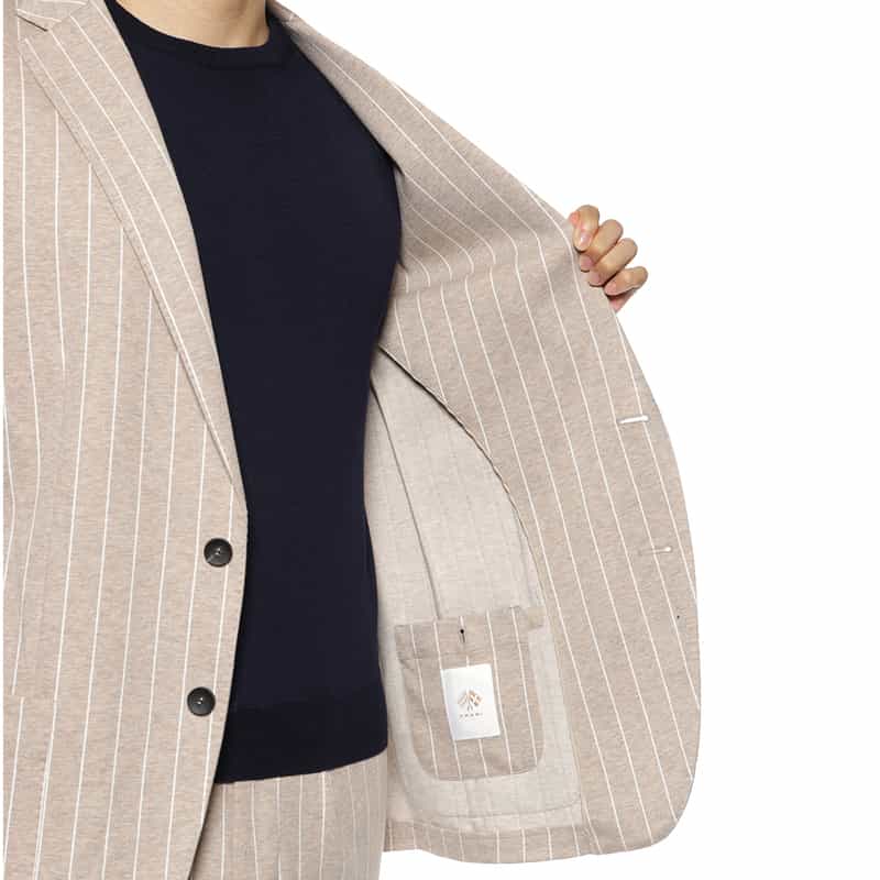 FRADI FRADI＜フラディ＞ ストライプ柄ジャージー素材テーラードジャケット BEIGE