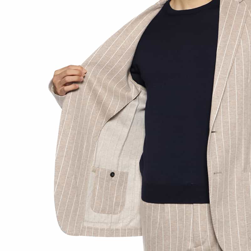 FRADI FRADI＜フラディ＞ ストライプ柄ジャージー素材テーラードジャケット BEIGE