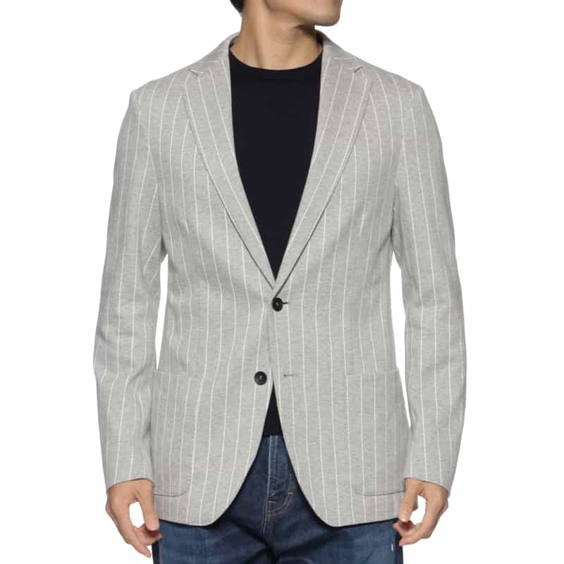 FRADI FRADI＜フラディ＞ ストライプ柄ジャージー素材テーラードジャケット GRAY