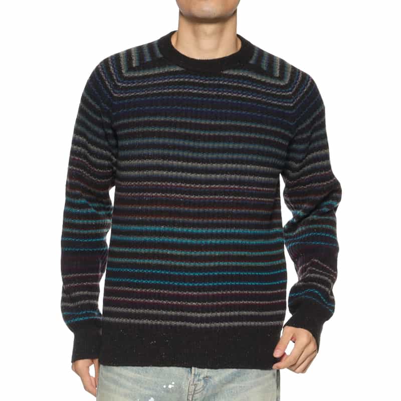 ROBERTO COLLINA<ロベルト コリーナ> ボーダー柄クルーネックニットプルオーバー