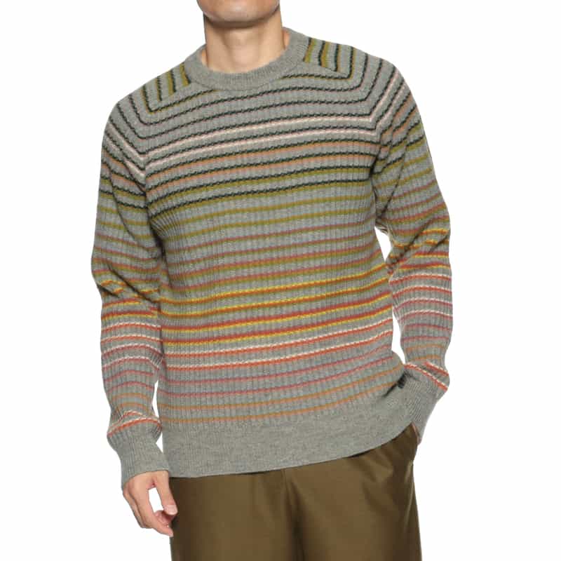 ROBERTO COLLINA<ロベルト コリーナ> ボーダー柄クルーネックニットプルオーバー