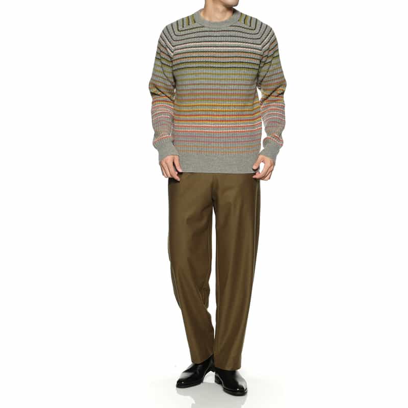 ROBERTO COLLINA ROBERTO COLLINA<ロベルト コリーナ> ボーダー柄クルーネックニットプルオーバー GRAY