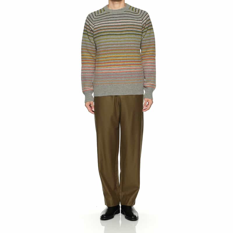 ROBERTO COLLINA ROBERTO COLLINA<ロベルト コリーナ> ボーダー柄クルーネックニットプルオーバー GRAY