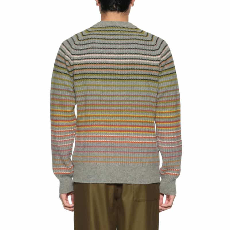 ROBERTO COLLINA ROBERTO COLLINA<ロベルト コリーナ> ボーダー柄クルーネックニットプルオーバー GRAY