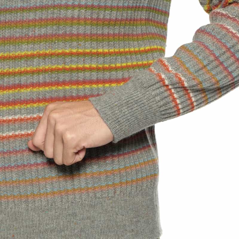 ROBERTO COLLINA ROBERTO COLLINA<ロベルト コリーナ> ボーダー柄クルーネックニットプルオーバー GRAY